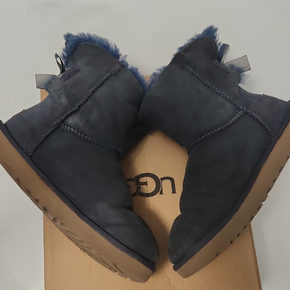 UGG Women's Navy BLUE Shearling Boots - Picture 6 of 10